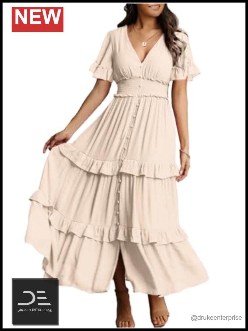 Womens V Neck Long Sleeve Boho Maxi Dress Wedding Guest Flowy